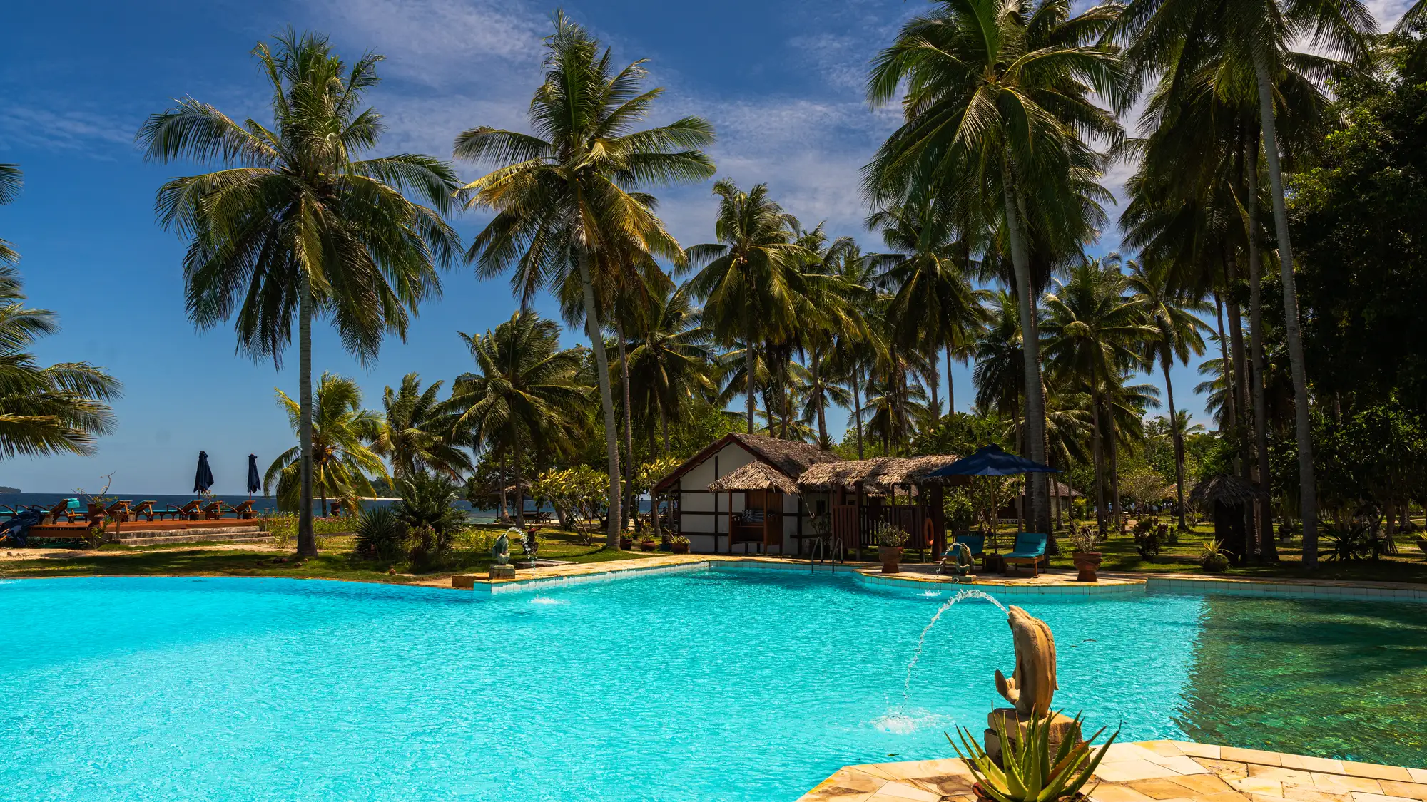 The swimming pool at Lotus Gangga Island