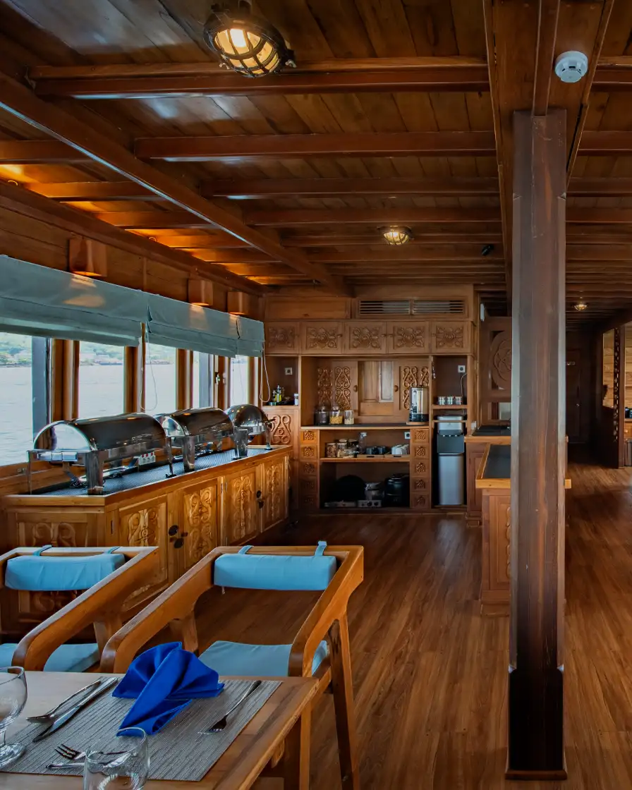 Lotus Malaillo Liveaboard indoor restaurant buffet