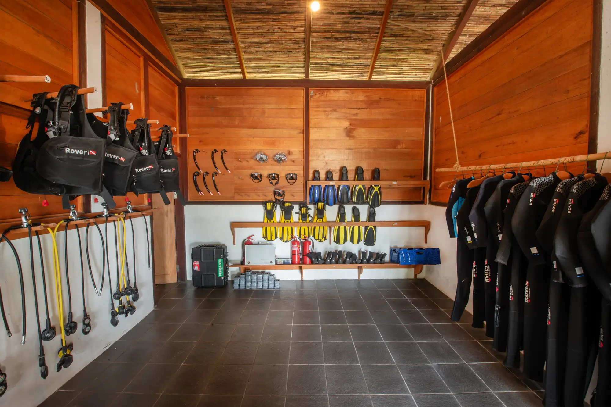 Diving equipment storage at Lotus Metita Island
